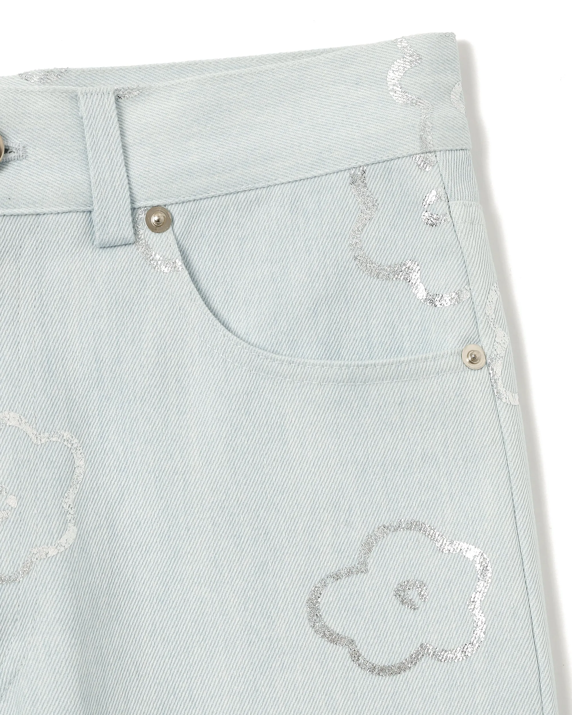 SILVER FLOWER DENIM PANTS（LIGHT BLUE）