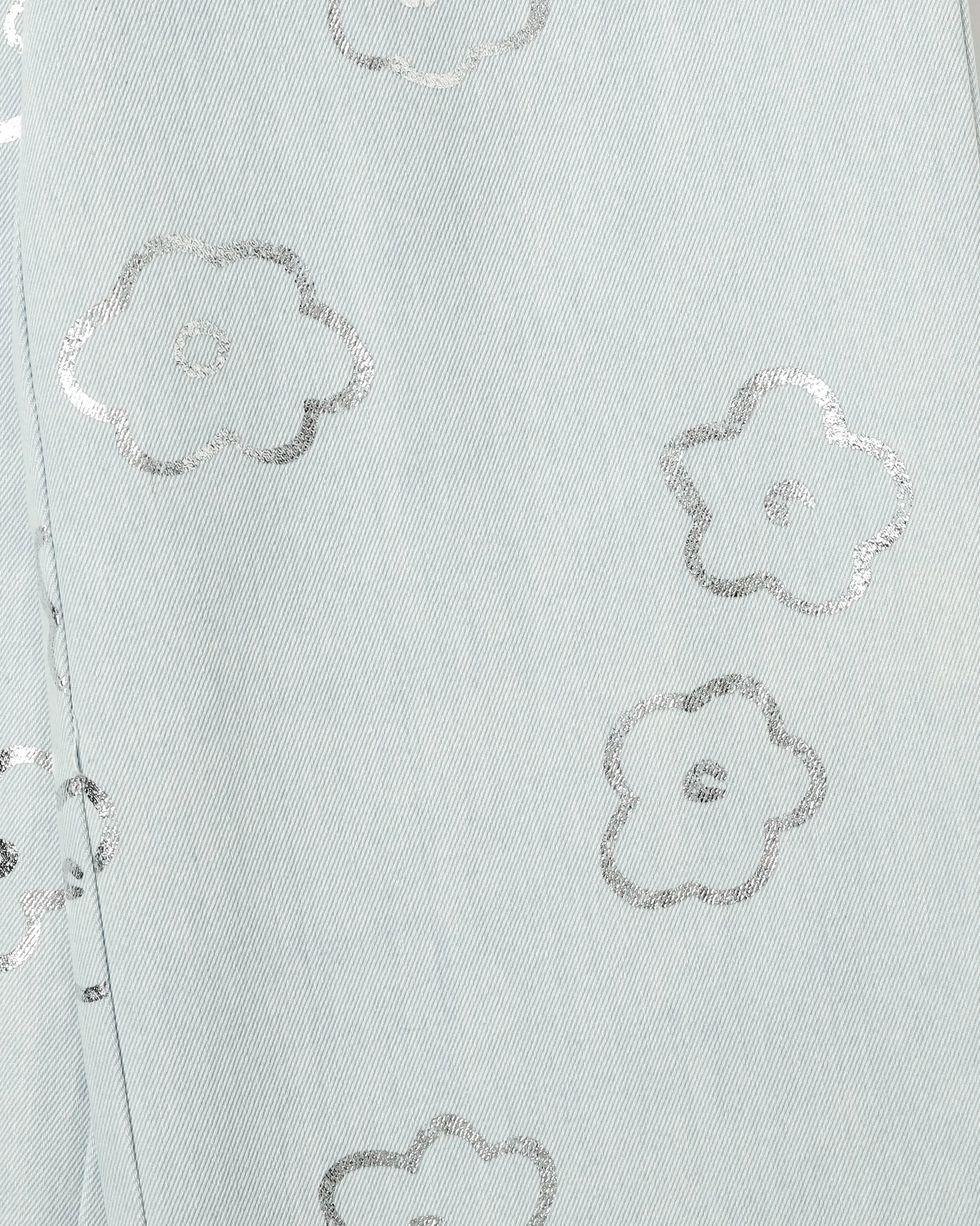 SILVER FLOWER DENIM PANTS（LIGHT BLUE）