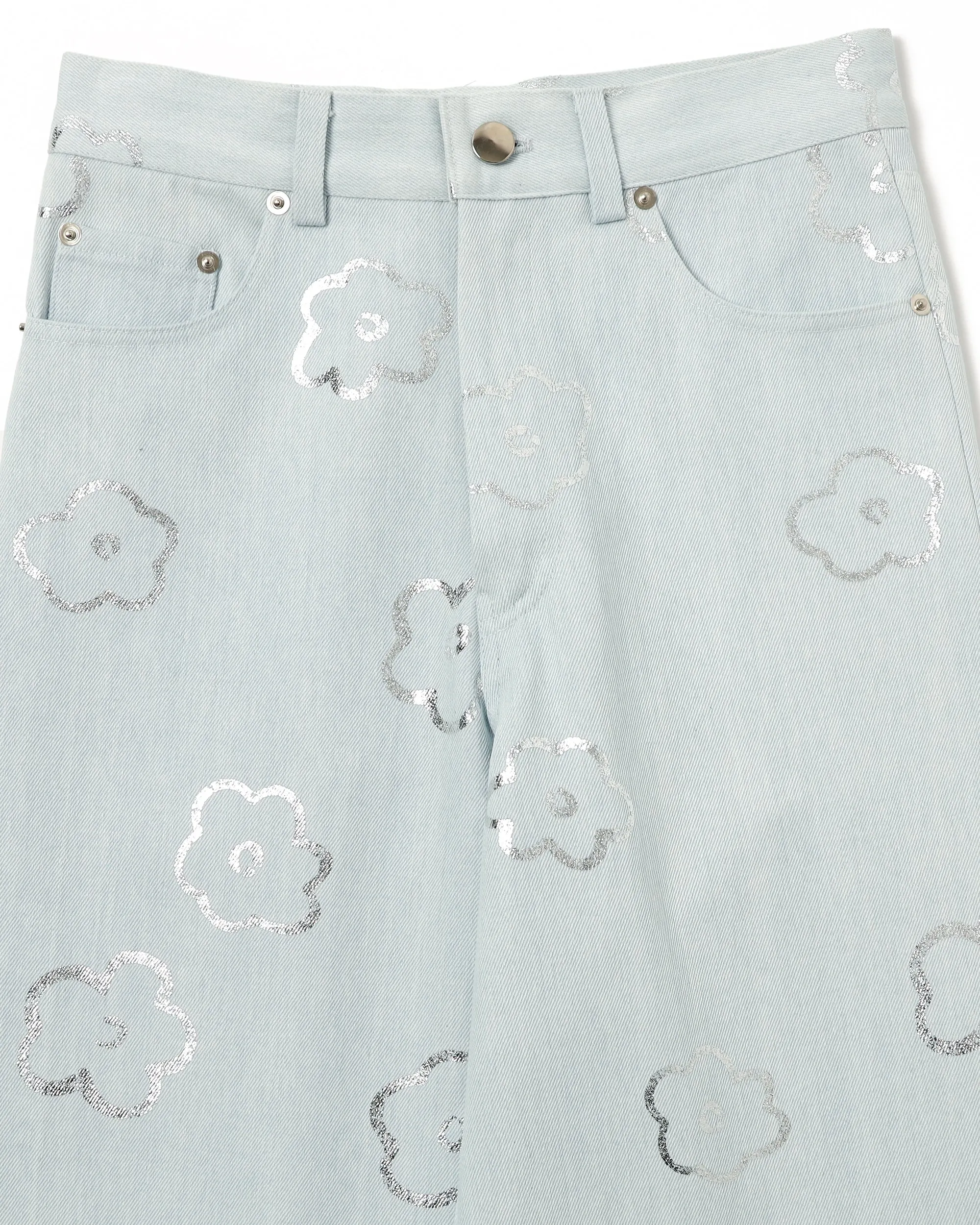 SILVER FLOWER DENIM PANTS（LIGHT BLUE）