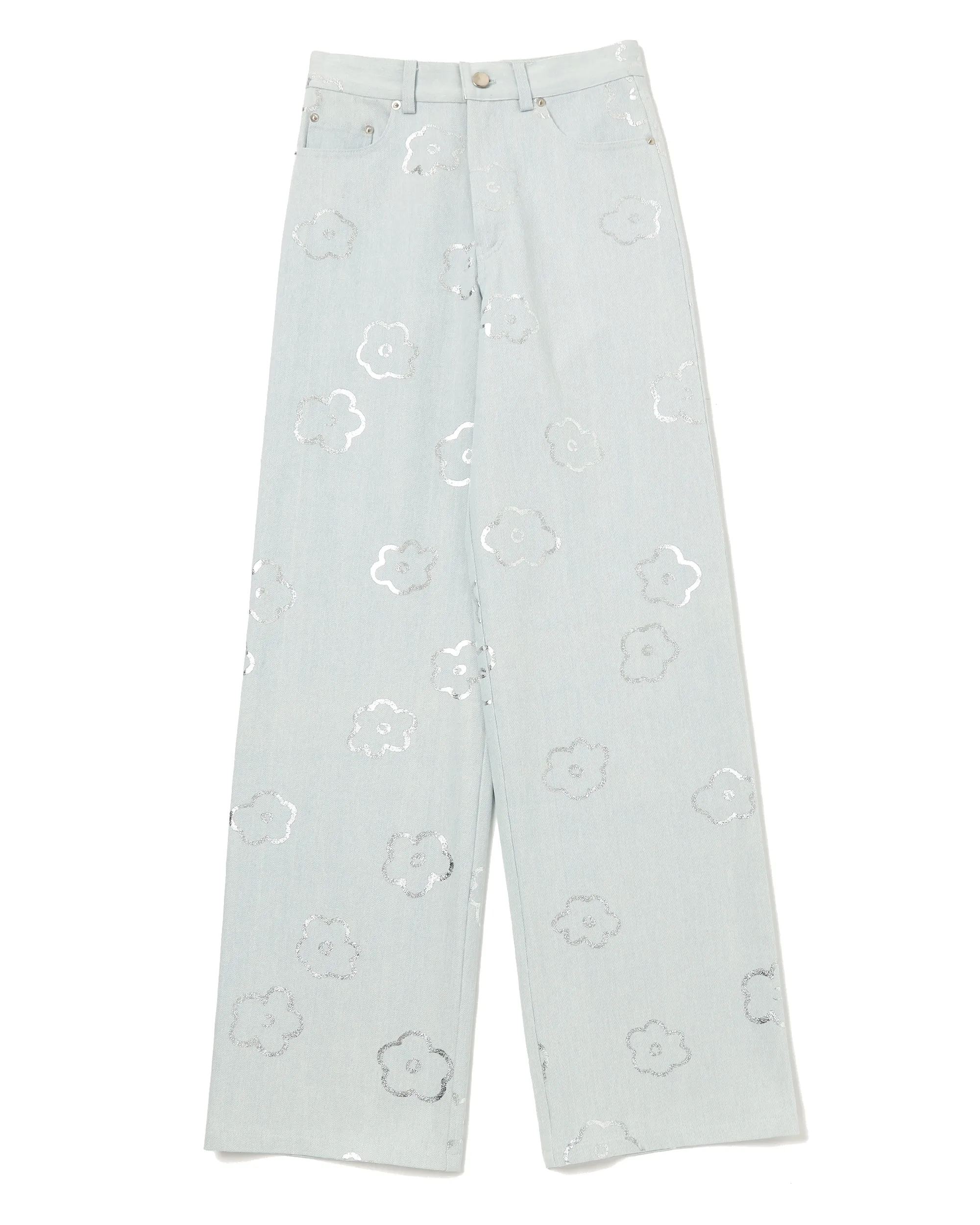 SILVER FLOWER DENIM PANTS（LIGHT BLUE）