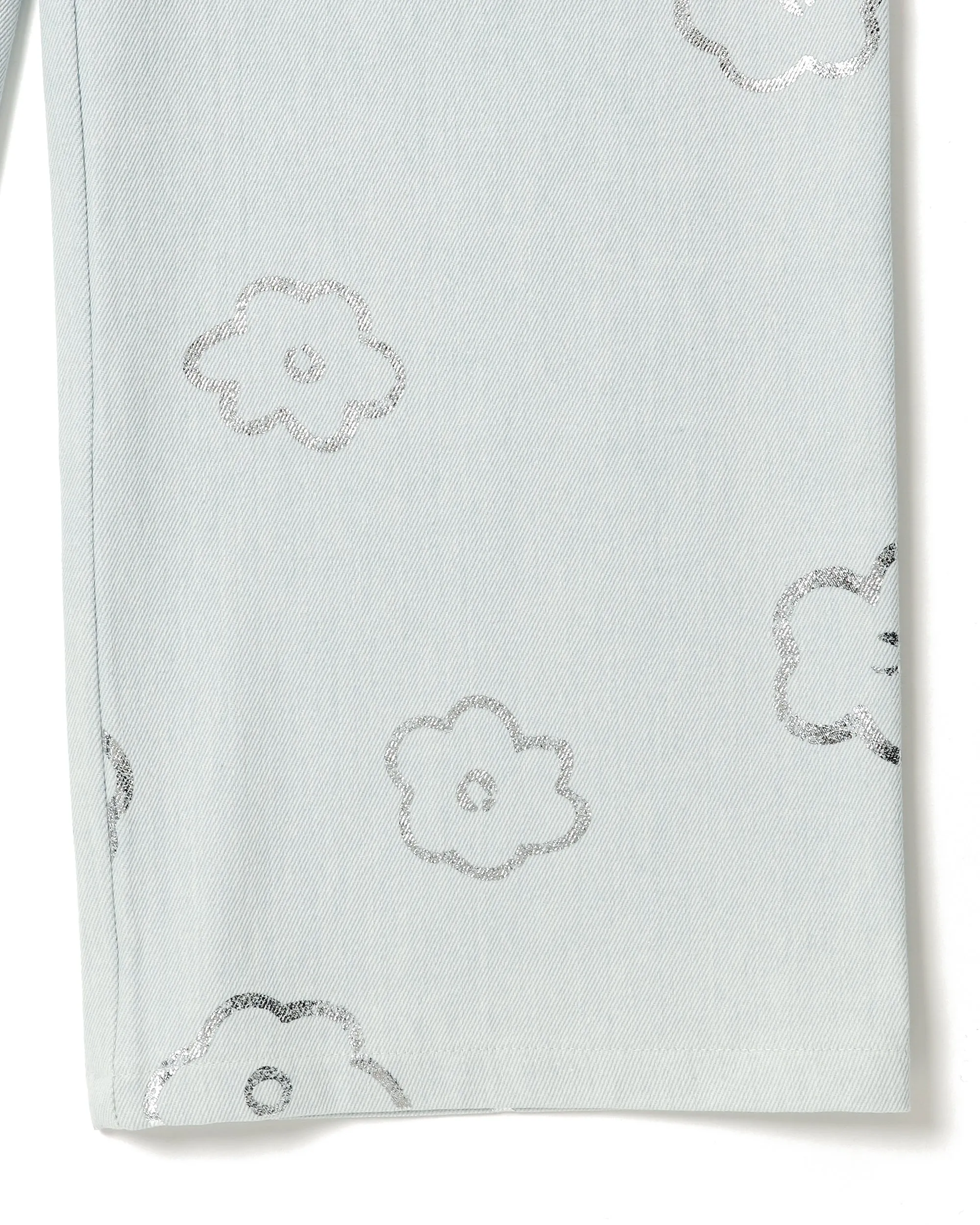 SILVER FLOWER DENIM PANTS（LIGHT BLUE）