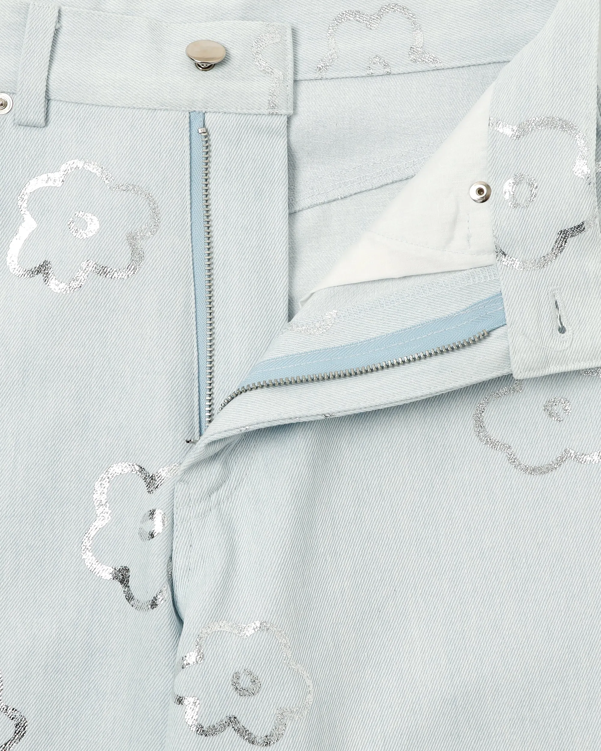 SILVER FLOWER DENIM PANTS（LIGHT BLUE）