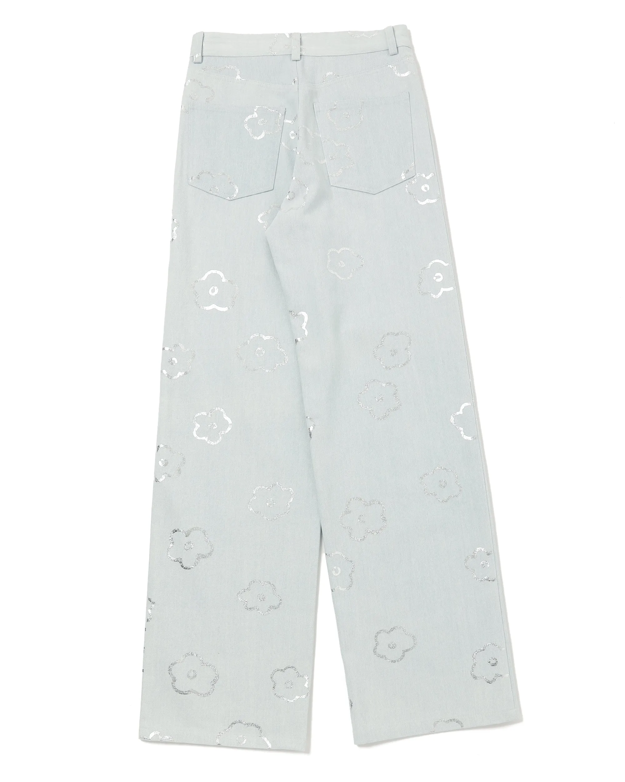 SILVER FLOWER DENIM PANTS（LIGHT BLUE）