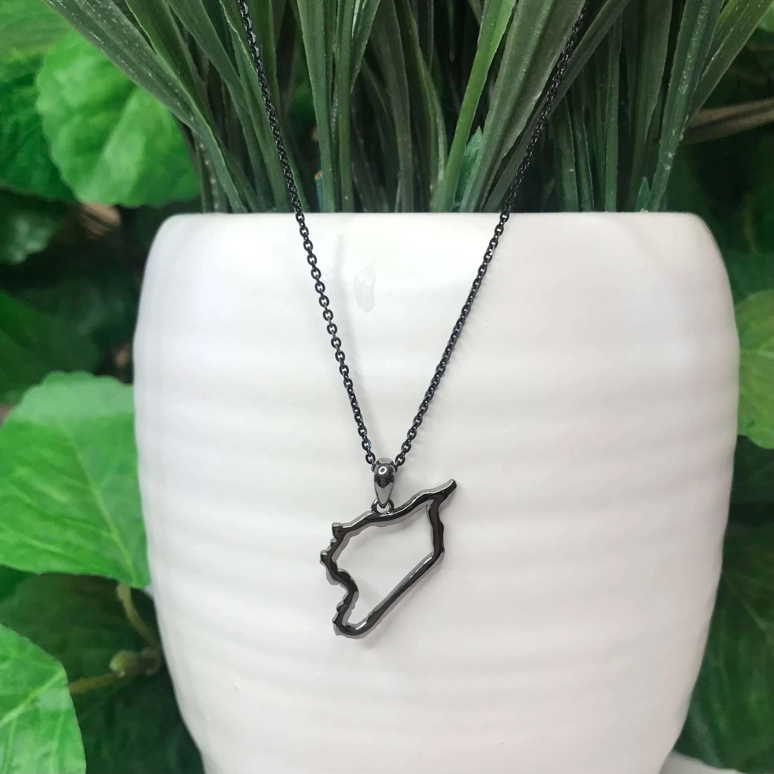 Sterling Silver Syria Map Outline Necklace - Available in 3 Colors