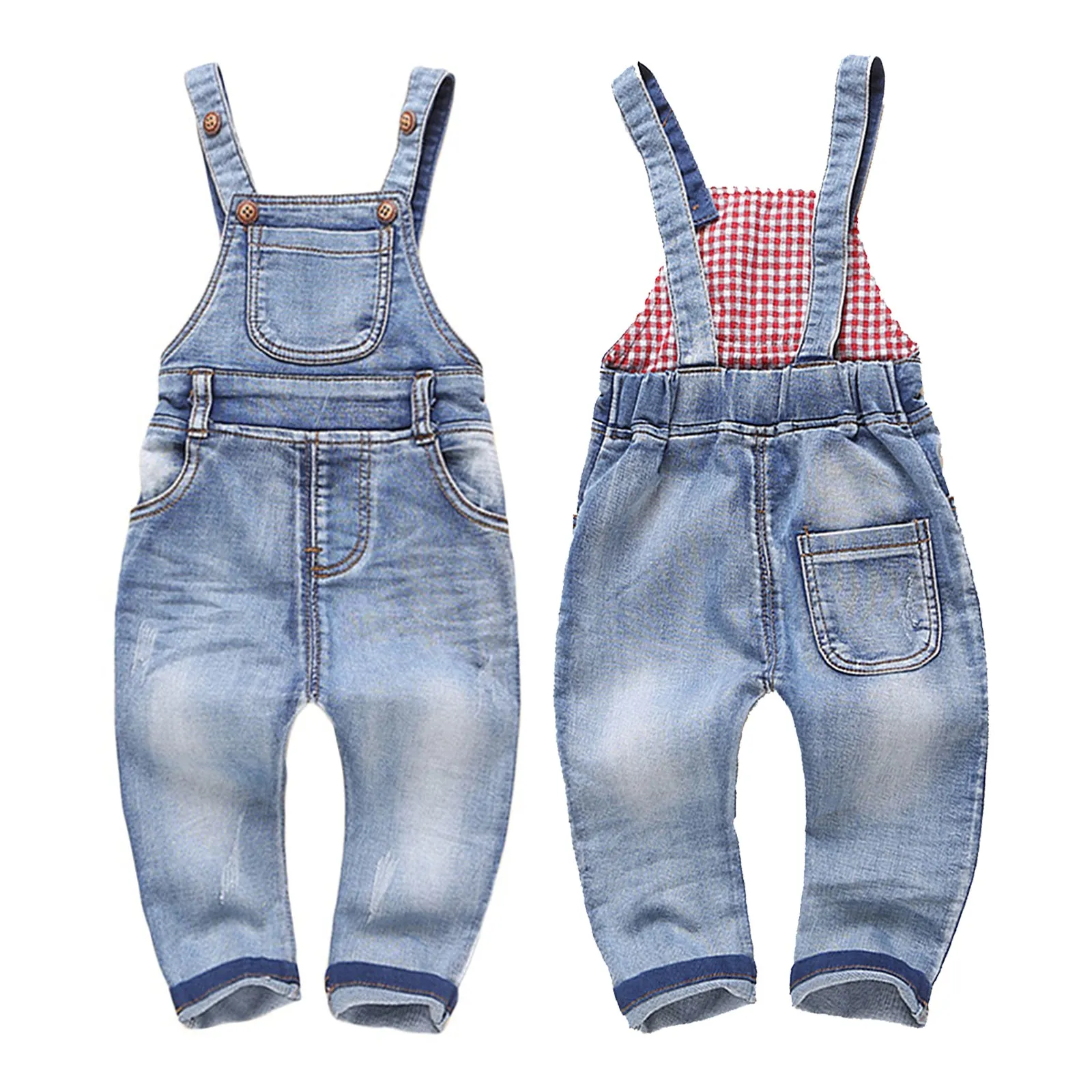 Toddler Water Washed Ripped Soft Denim Overalls