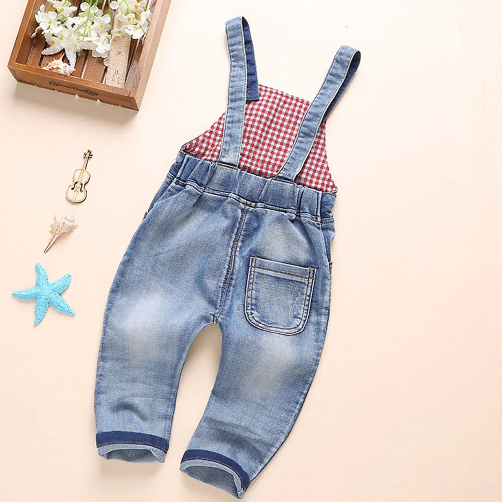 Toddler Water Washed Ripped Soft Denim Overalls