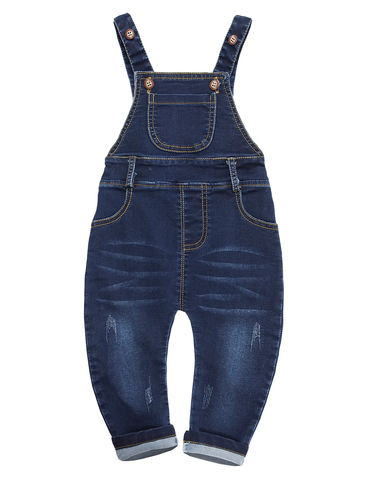 Toddler Water Washed Ripped Soft Denim Overalls