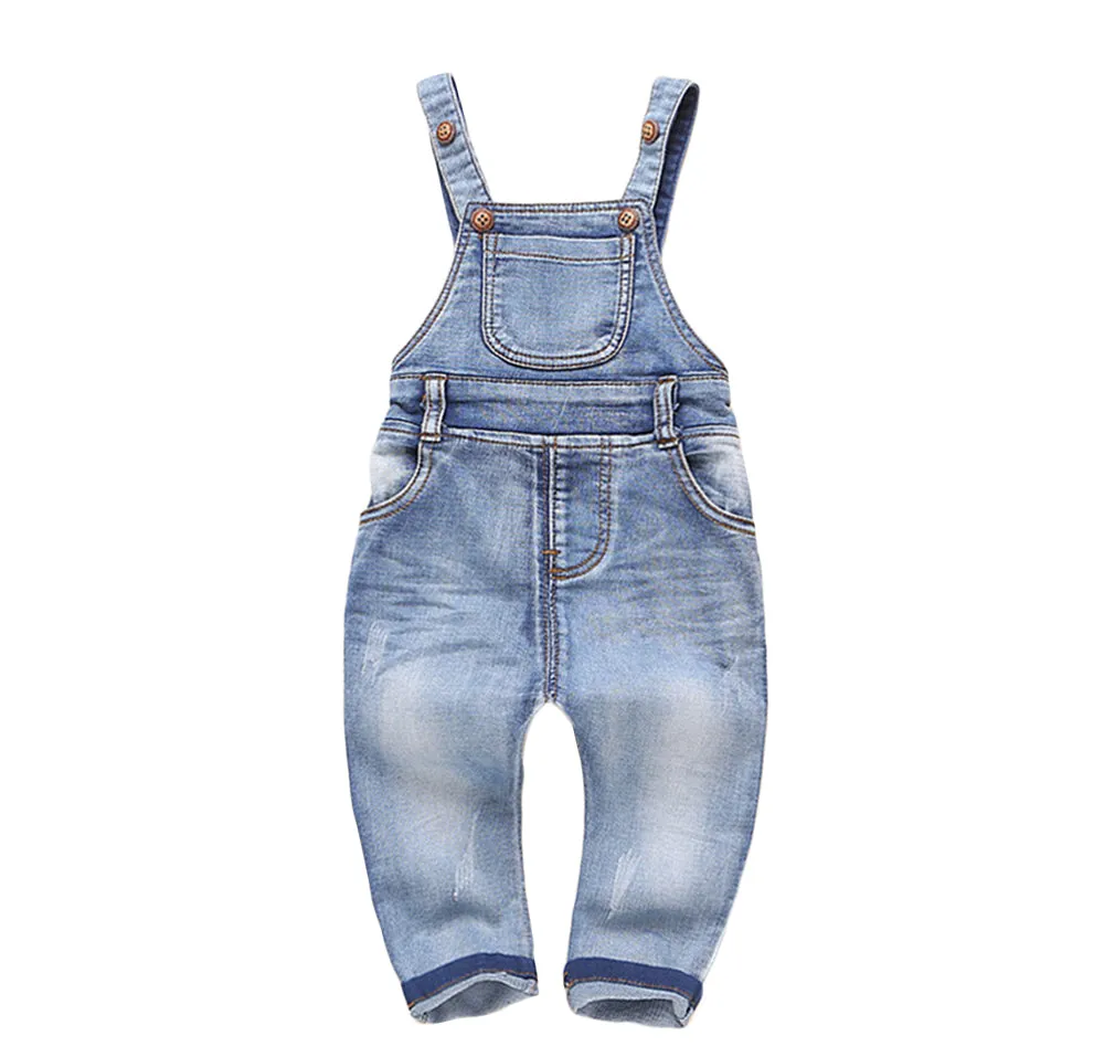 Toddler Water Washed Ripped Soft Denim Overalls