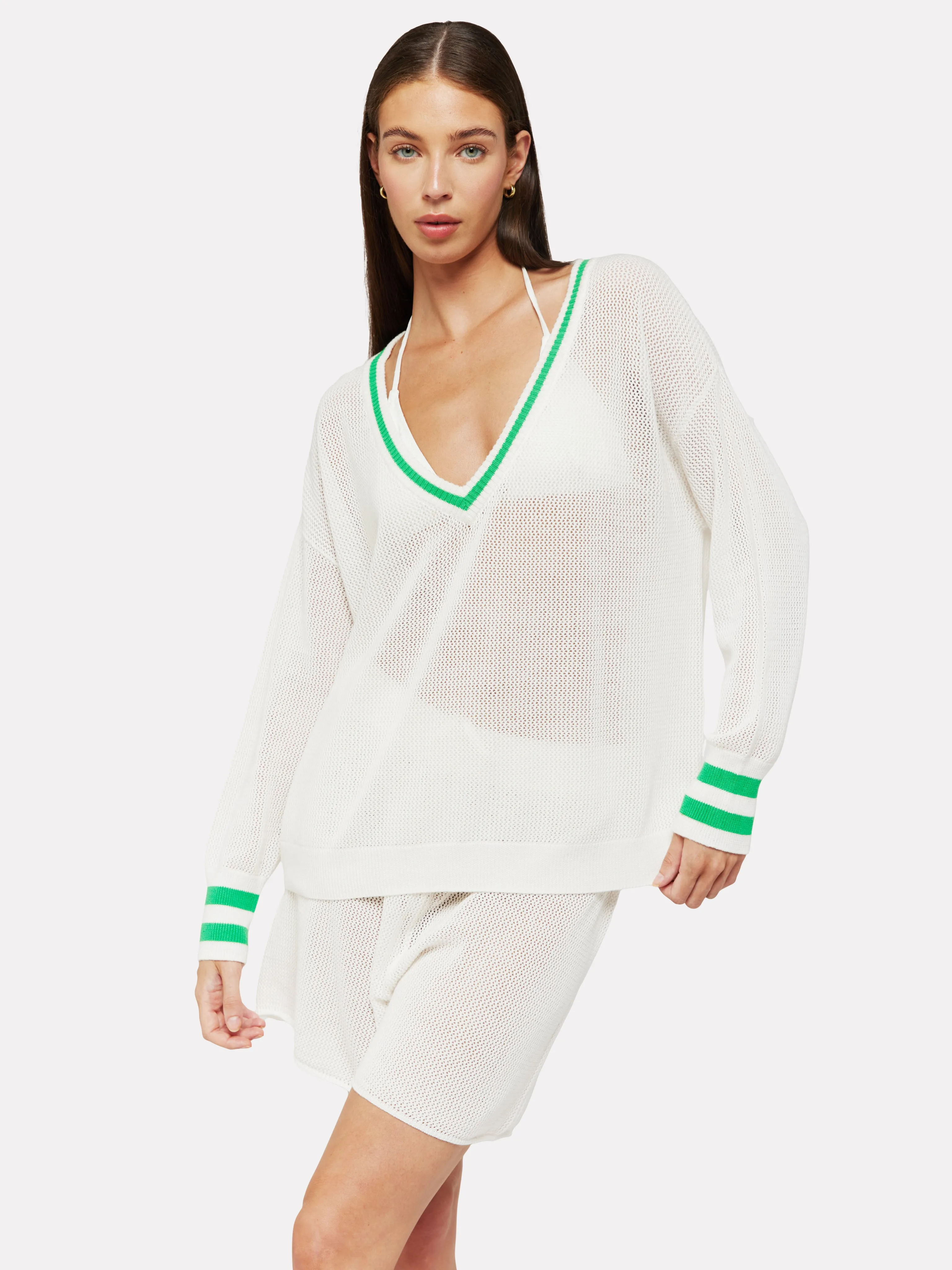 Venus Open Stitch V Neck Knit