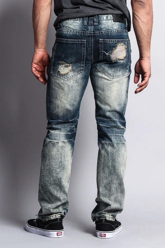 Washed and Distressed Slim Jeans