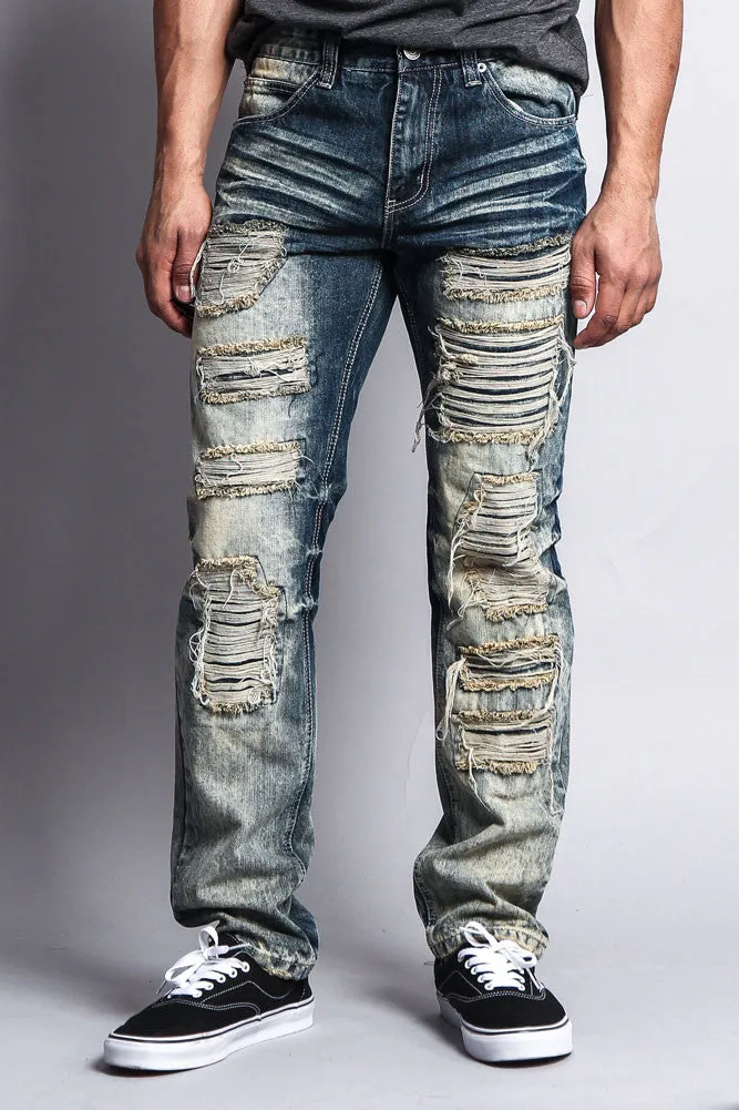 Washed and Distressed Slim Jeans