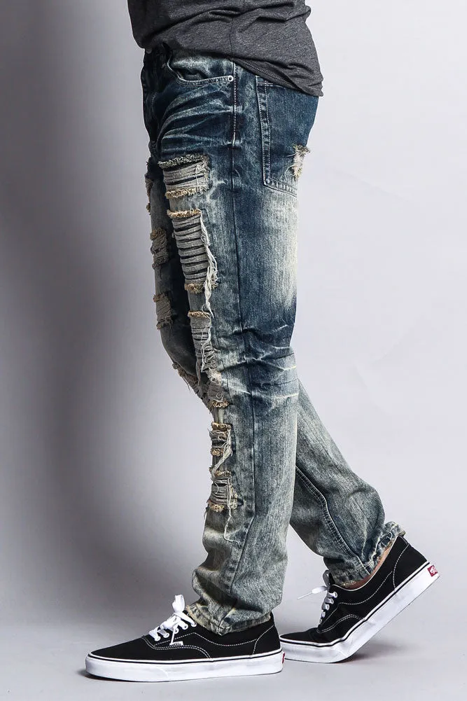 Washed and Distressed Slim Jeans