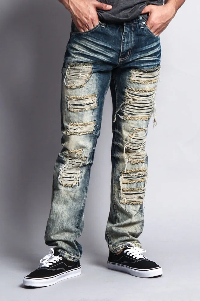 Washed and Distressed Slim Jeans