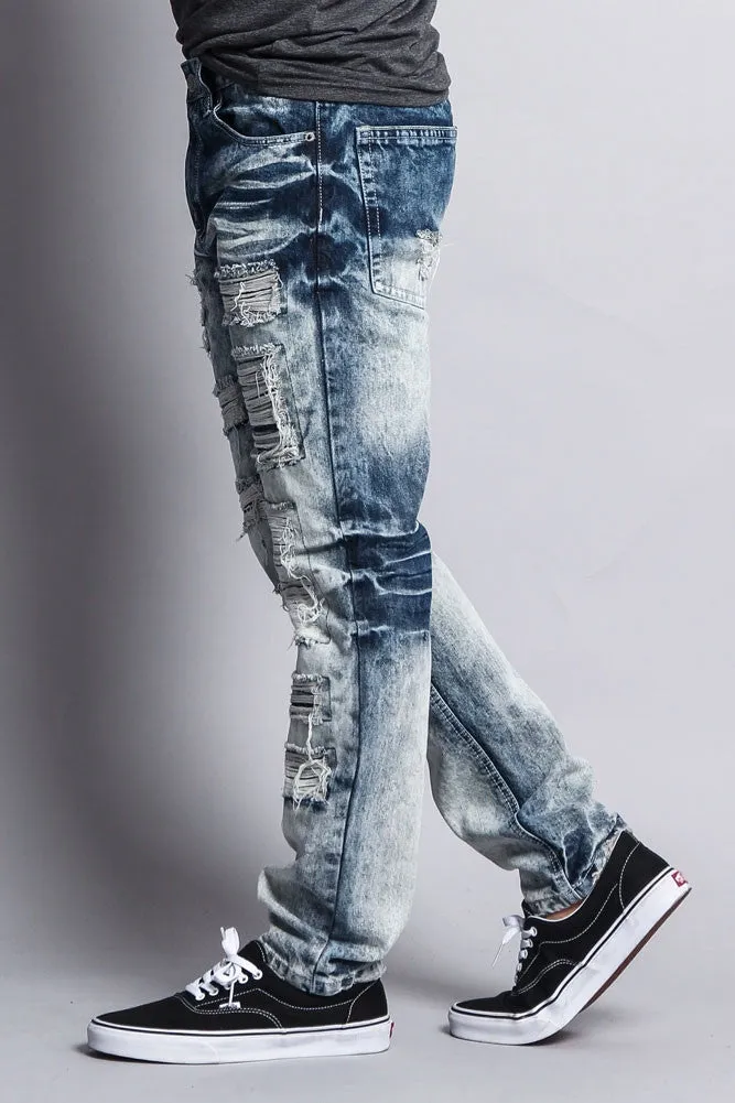 Washed and Distressed Slim Jeans