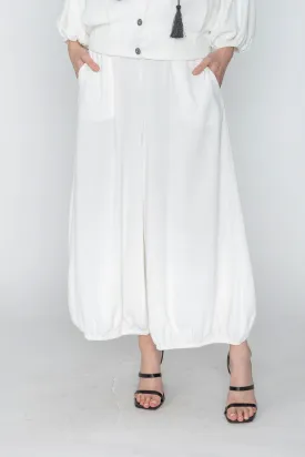 White Wide Leg Bottom Elastic Pants