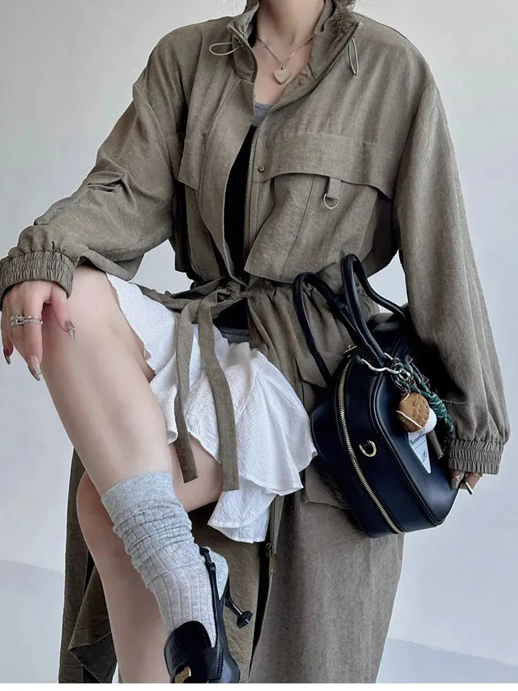 Women's Comfort Full-Length Cargo Trench Coat