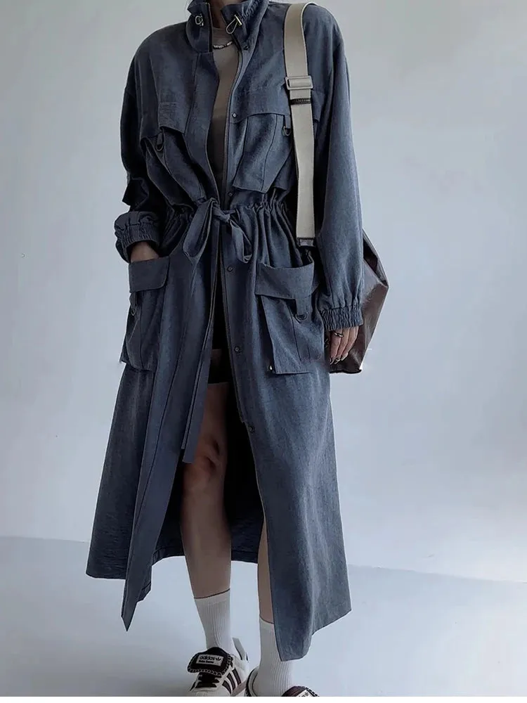 Women's Comfort Full-Length Cargo Trench Coat