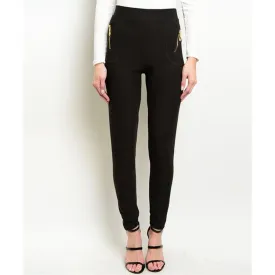 Women's Skinny Pants Black Zippered